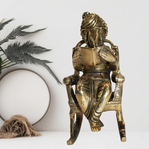 Brass Chair Ganesh Statue 1839g